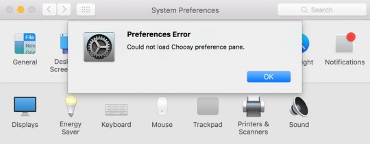 OS X Choosy Error Message