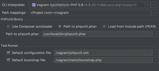Configuration for PHPUnit in PHPStorm
